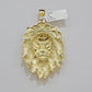 10kt Real Gold Box Byzantine Necklace Lion Charm Pendant SET Chain 6mm 20 Inches