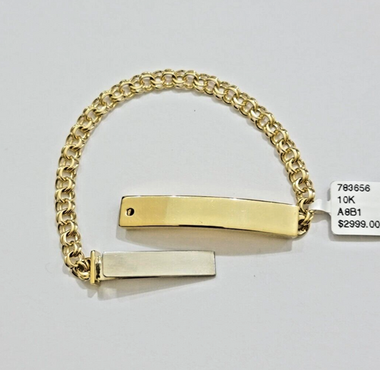 Real Solid 10kt Gold Baby Chino ID Name Plate Bracelet 4mm 6'' Inch 10k SALE NEW