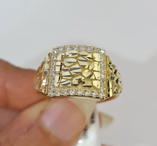 Real 10k Nugget Ring Yellow Gold Women Men Genuine 10Kt