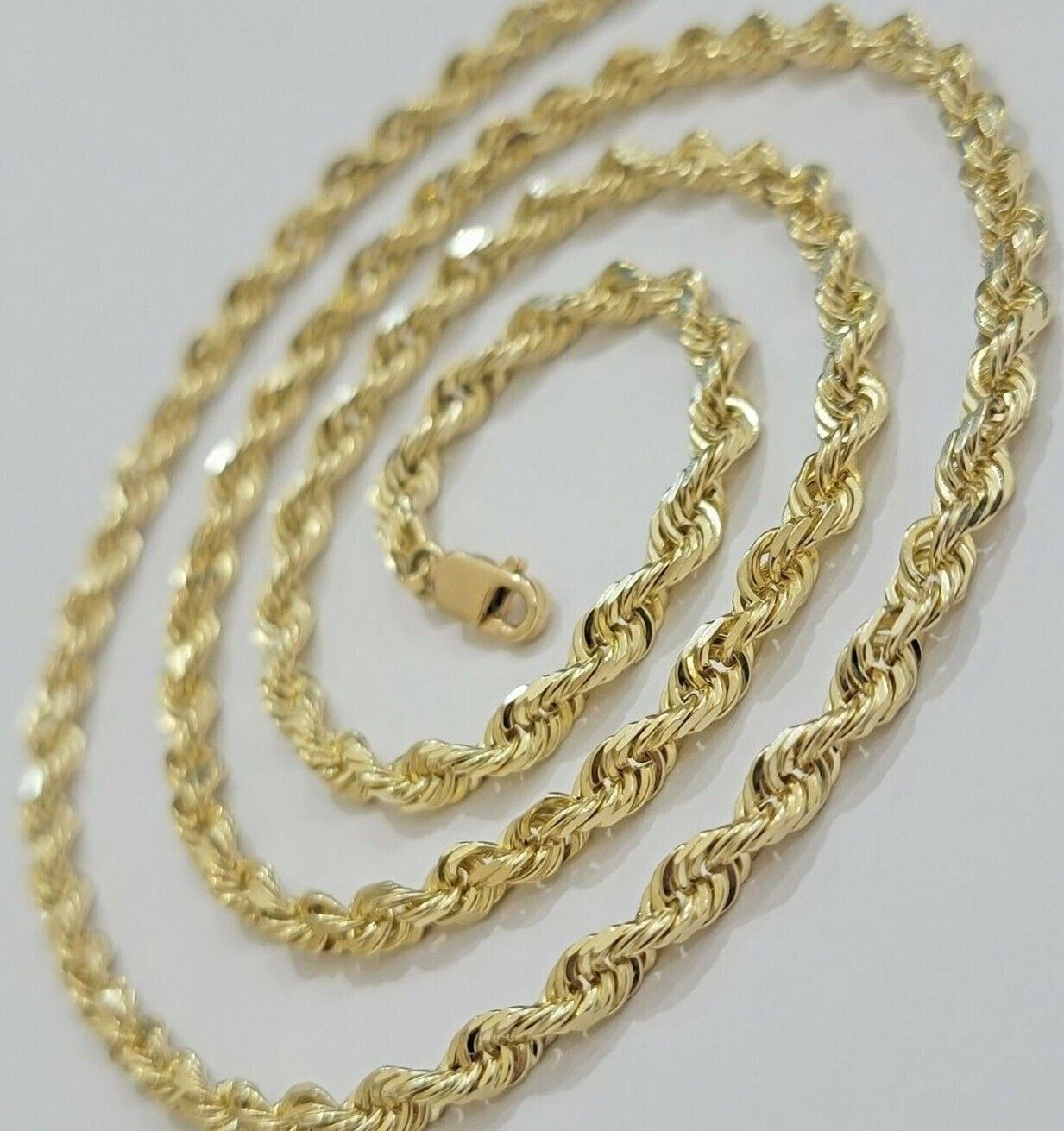 Real 14k Gold Rope Chain Necklace 4mm 18 - 26 Inch Diamond cuts 10kt  Men Women