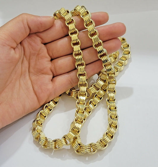 Real Box Byzantine chain necklace 7mm 10K Yellow Gold 26 Inches Men's 10KT