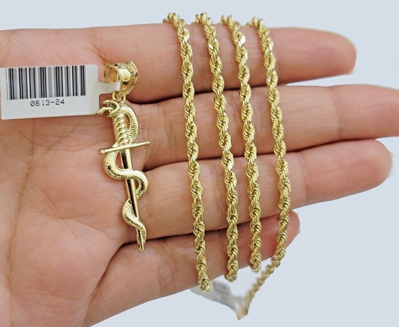 10kt Yellow Gold Rope Chain Snake Cross Charm Pendant 18-28'' Inch Necklace SALE