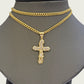 Real 10k Gold Cross Charm Pendant Chain SET 18-26" Miami Cuban Link Necklace Men