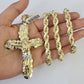 10k Yellow Gold Rope Chain Jesus Cross Charm Pendant 18-30'' Inch 8mm  Necklace