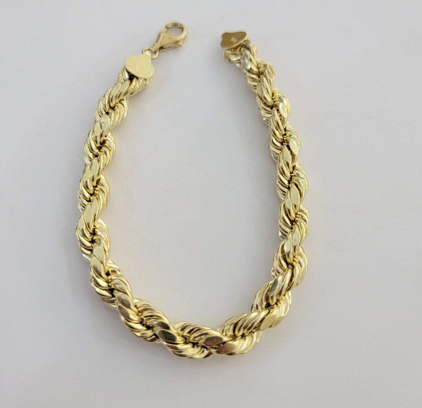 10k Yellow Gold Rope Bracelet 9" Inches Men Women 8mm REAL 10 KT CUSTOM LISTING