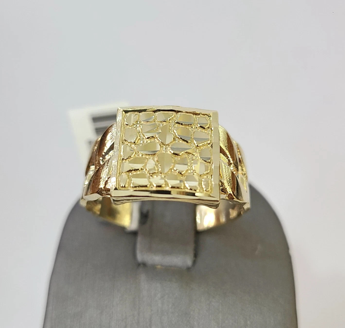 10k Nugget Ring Cuban Yellow Gold Women Men Real Genuine 10Kt