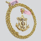 Solid 14k Gold Rope Chain Necklace Jesus Anchor Charm Pendant 28 Inches 4mm SALE