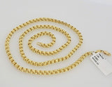 Real 10k Gold 3mm Box Byzantine Chain Necklace 20" 22" 24'' 26'' 28'' Inches NEW