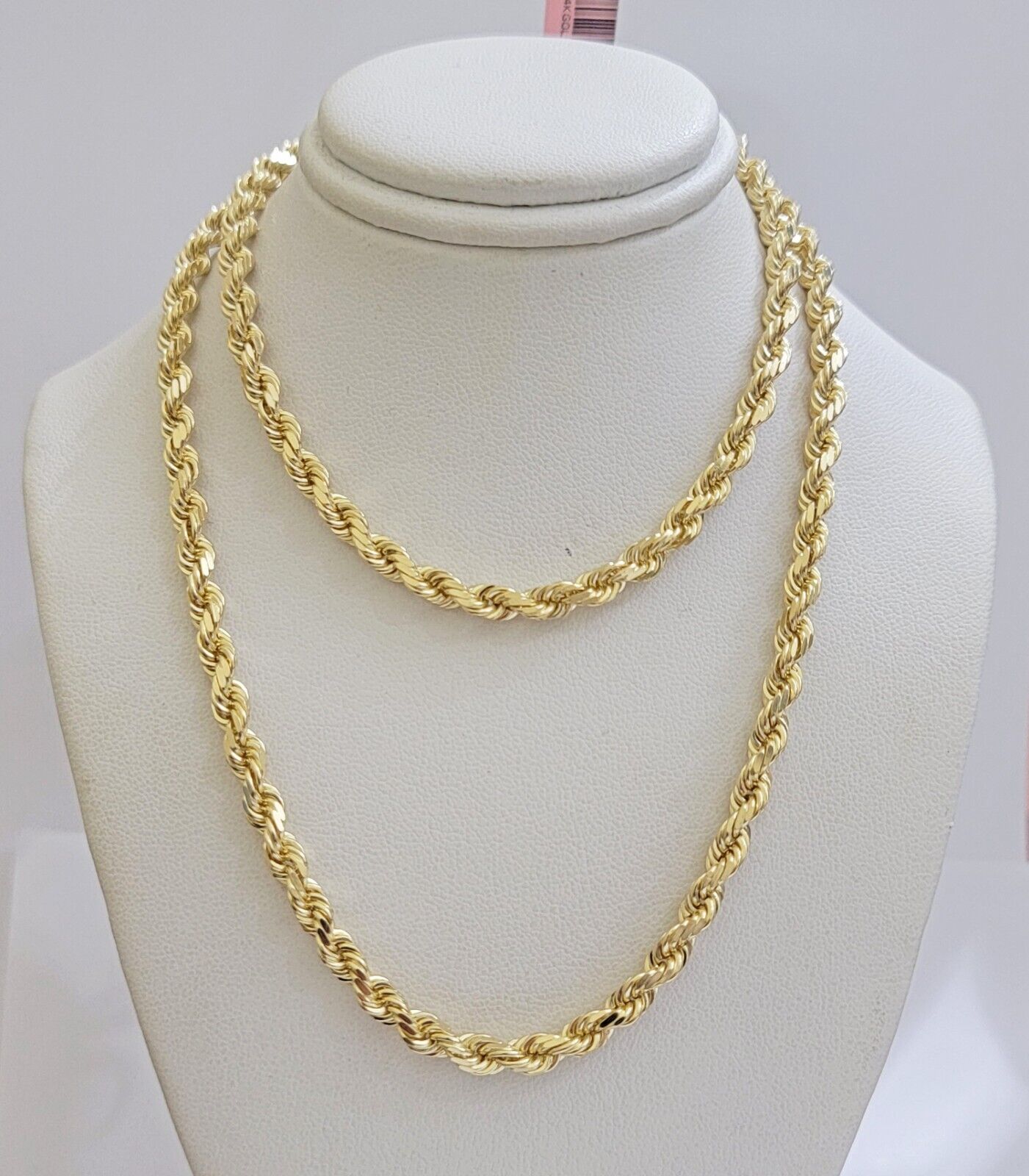 Real 14k Yellow Gold Rope Chain Necklace 4.5mm 18- 26 Inch Diamond Cut SOLID 14K