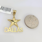 10k Gold Chain Dallas Star Pendant Set Miami Cuban Necklace 4mm 18"-26" Charm