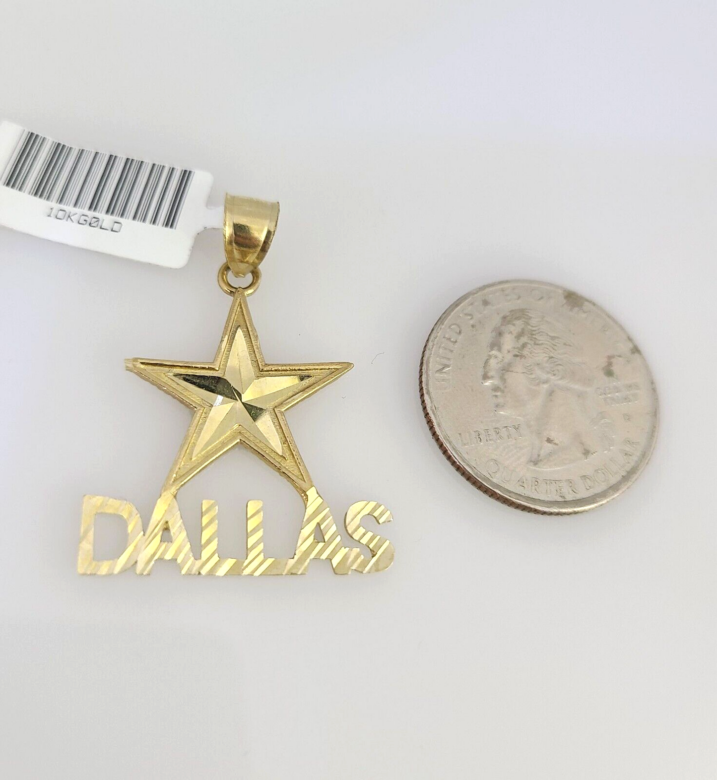 10k Gold Chain Dallas Star Pendant Set Miami Cuban Necklace 4mm 18"-26" Charm