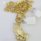 10k Gold Chain Necklace Praying Hands Pendant Set Cuban Curb 5mm 20"-28" Charm