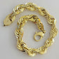 10mm 10k Yellow Gold Rope Mens Bracelet 7.5" Diamond Cut Real Solid 10KT Gold