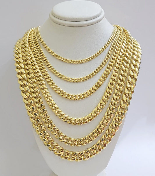 Real 10k Gold Chain Necklace Miami Cuban Link 18"-30" Inch 6mm 7mm 8mm 9mm 10mm