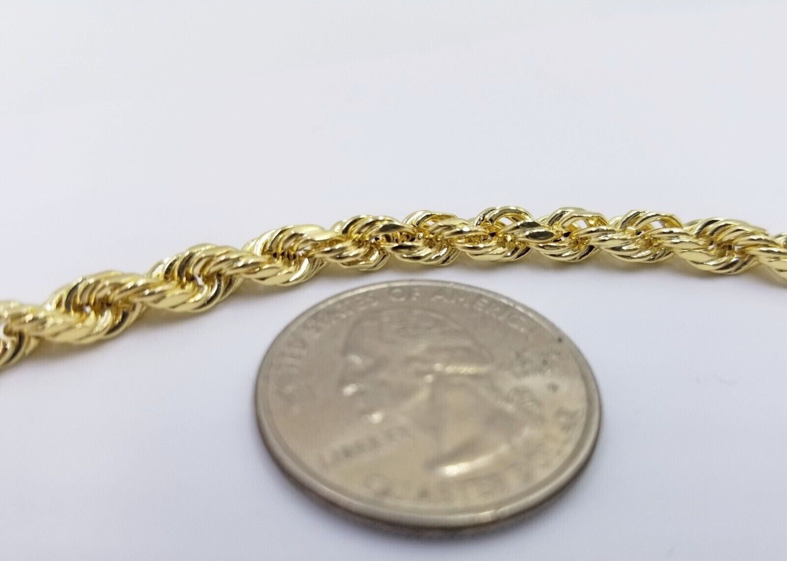 14k Gold Rope Chain & Nugget Texas map Charm pendant & 22 Inch Necklace Set Men's