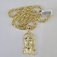 10k Yellow Gold Rope Chain Jesus Head Charm Pendant 18-30'' Inch 7mm  Necklace