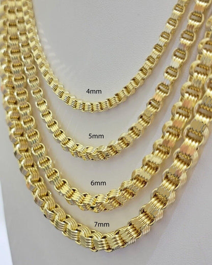 Real 10k Gold Box Byzantine Chain Necklace 20"-28" Inch 4mm 5mm 6mm 7mm 10kt Men