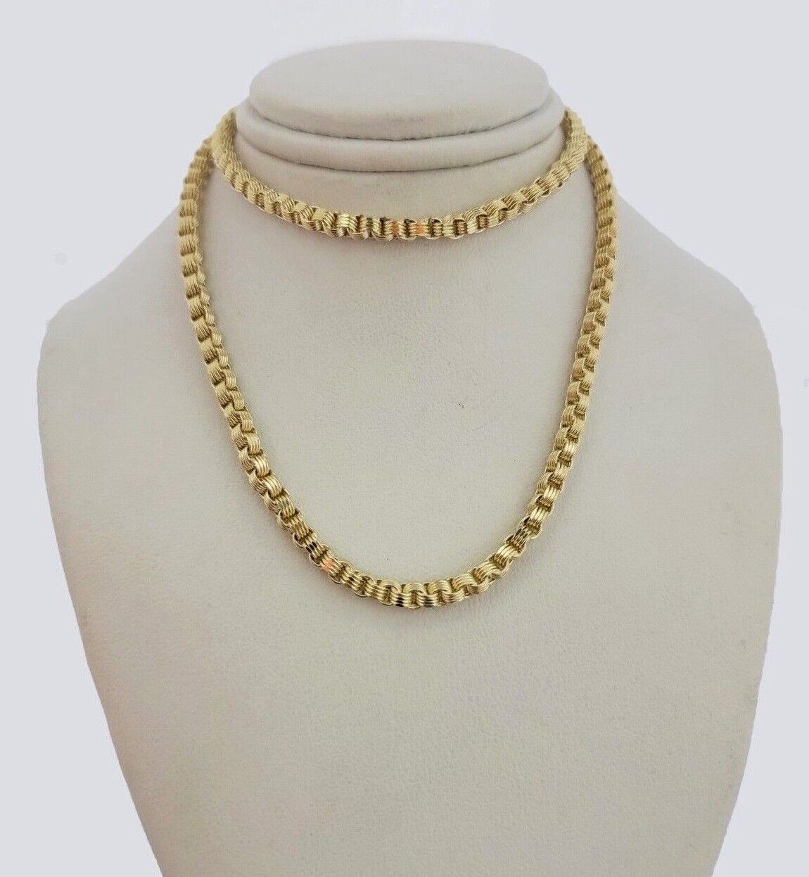 Real 10k Gold 3mm Box Byzantine Chain Necklace 20" 22" 24'' 26'' 28'' Inches NEW