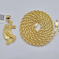 10k Gold Rope Chain Praying Hand Charm Pendant Set 18-28''Inch 3mm Necklace REAL