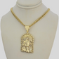 10kt Gold Miami Cuban Chain Jesus Head Charm Pendant 5mm 18-28Inch Necklace SALE