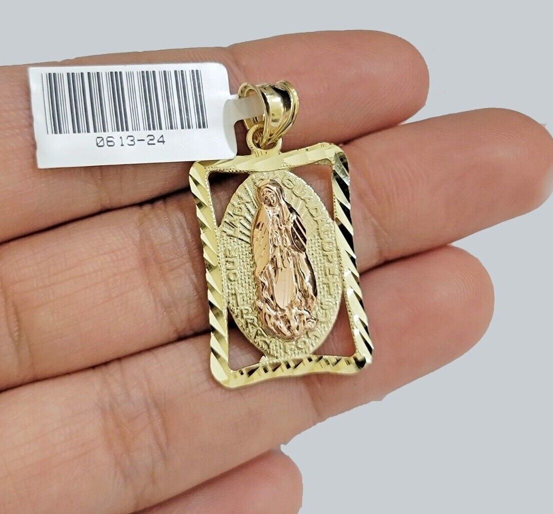 10kt Yellow Gold Rope Chain Virgin Mary Charm Pendant 18-28 Inches Necklace SALE