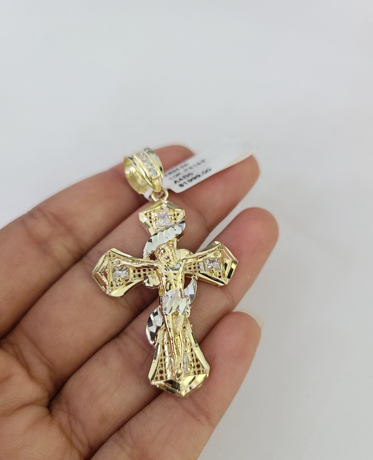 10k Jesus Spiral Cross Charm Pendant REAL 10Kt Yellow Gold Genuine Religious