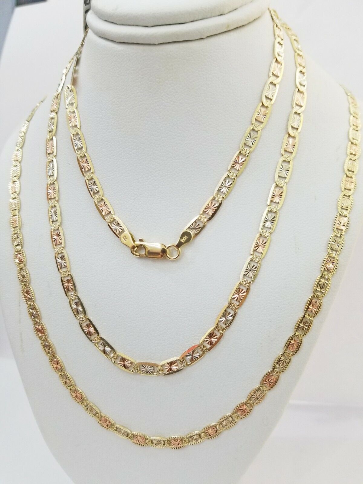 REAL 14k Trio Gold Necklace chain Ladies 3mm 3.5mm 5mm 18"-24" Women