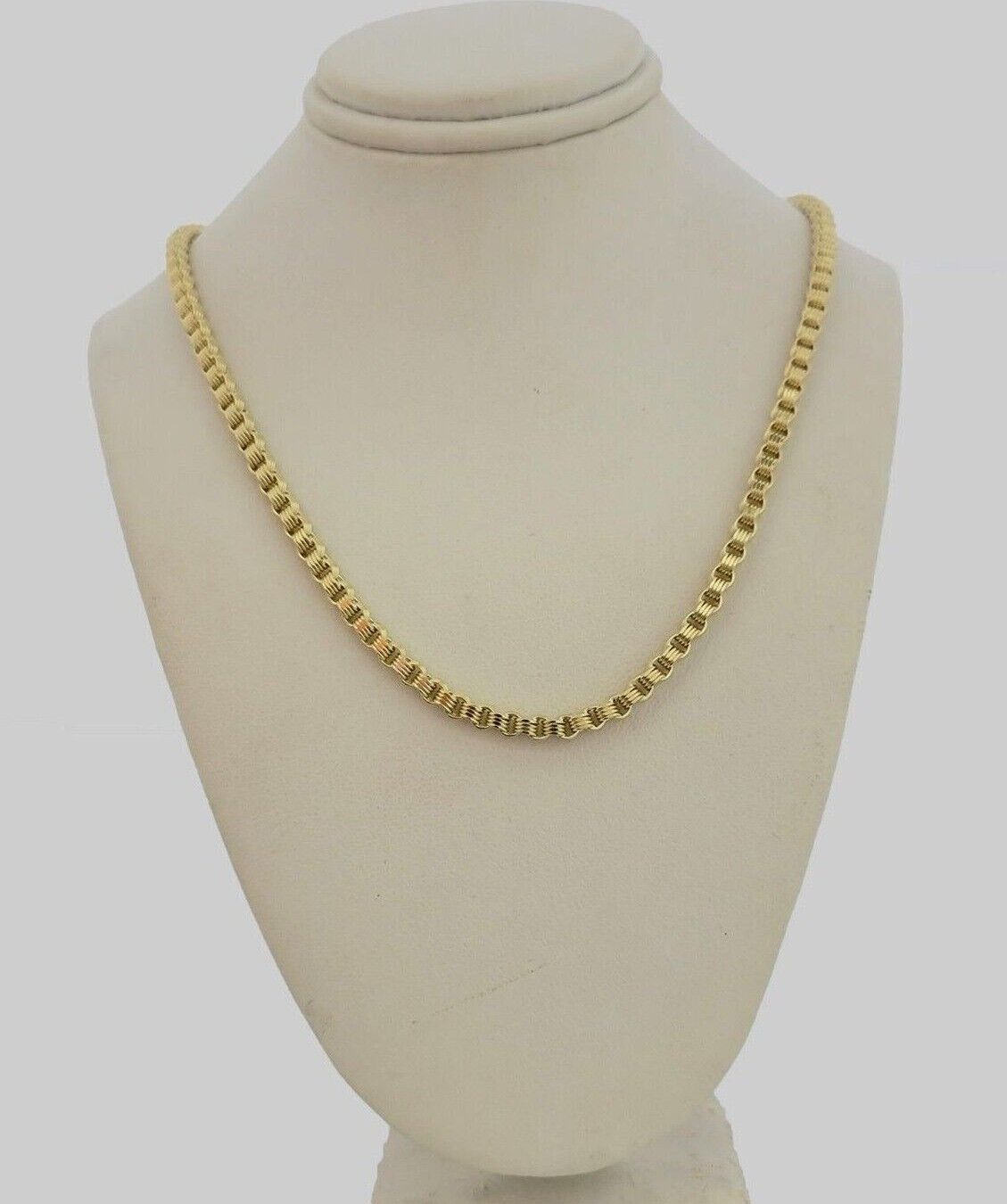 Real 10k Gold 3mm Box Byzantine Chain Necklace 20" 22" 24'' 26'' 28'' Inches NEW