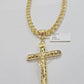 Byzantine chain and Cross charm pendant 10k Yellow Gold set 5mm Necklace 20"-28"