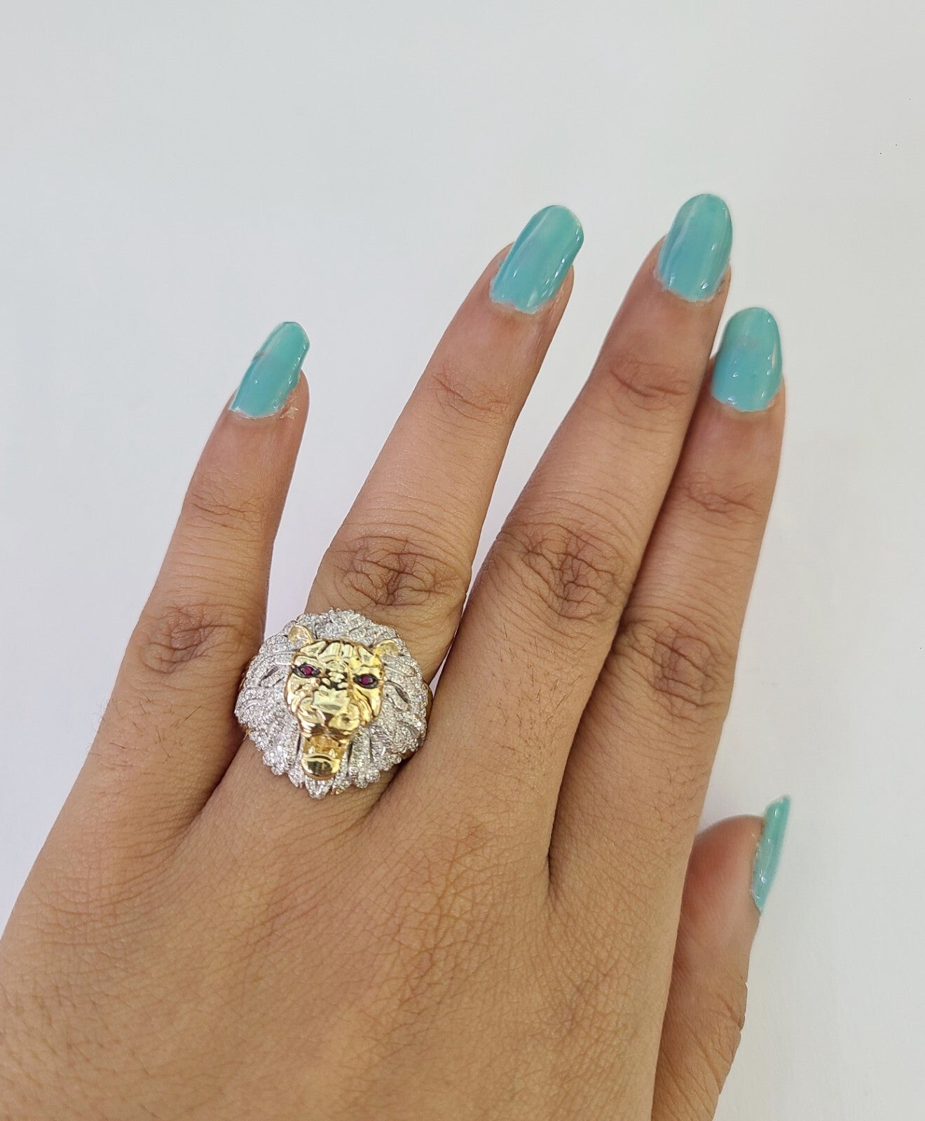 Real 10k Diamond Ring Roaring Lion Men 10kt Yellow Gold Casual Ring Size 6 7 8 9 10 11 & 12