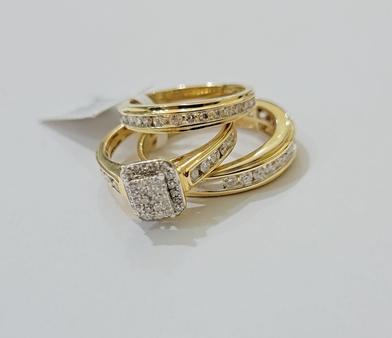 14k Yellow Gold 1.40CT Diamond Ring Band Ladies Trio Set Wedding Engagement SALE