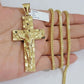 10kt Yellow Gold Franco Chain Necklace Nugget Cross Charm Pendant 3mm 18-26 Inch