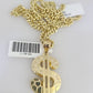 10k Gold Chain Dollar Pendant Set Miami Cuban Necklace 4mm 18"-26" Charm