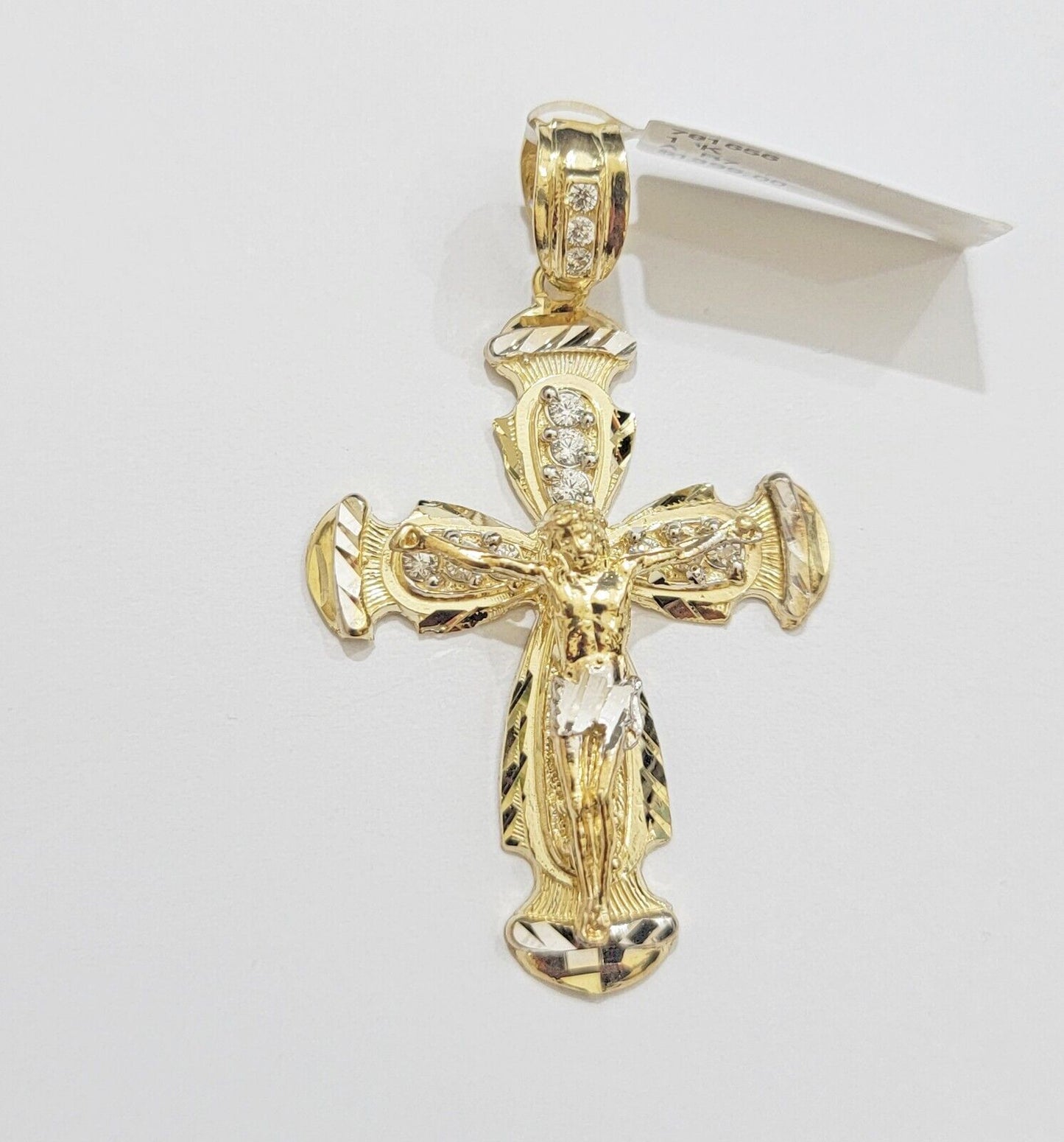 Real 10k Gold Chain Charm Set Jesus Cross Pendant Rope Necklace 5mm 18"-28" Mens