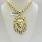 10kt Real Gold Box Byzantine Necklace Lion Charm Pendant SET Chain 6mm 26 Inches