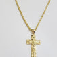 10k Gold Rope Chain Nugget Cross Charm Pendant Set 18-28 inch 3mm Necklace, REAL