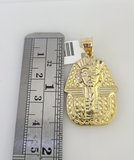 10k Pharaoh Head Charm Pendant Mens REAL 10Kt Egyptian Yellow Gold