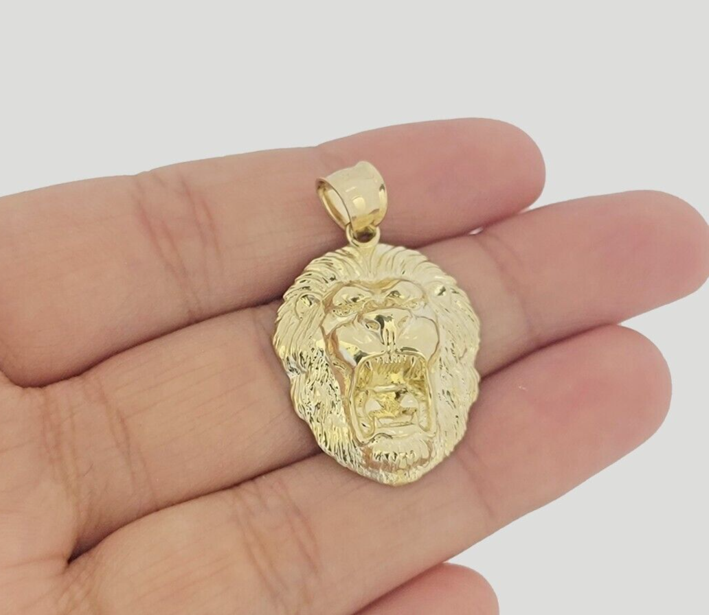 10k Gold Rope Chain Lion Head Charm Pendant 3mm 16-28'' Inches Necklace SALE NEW