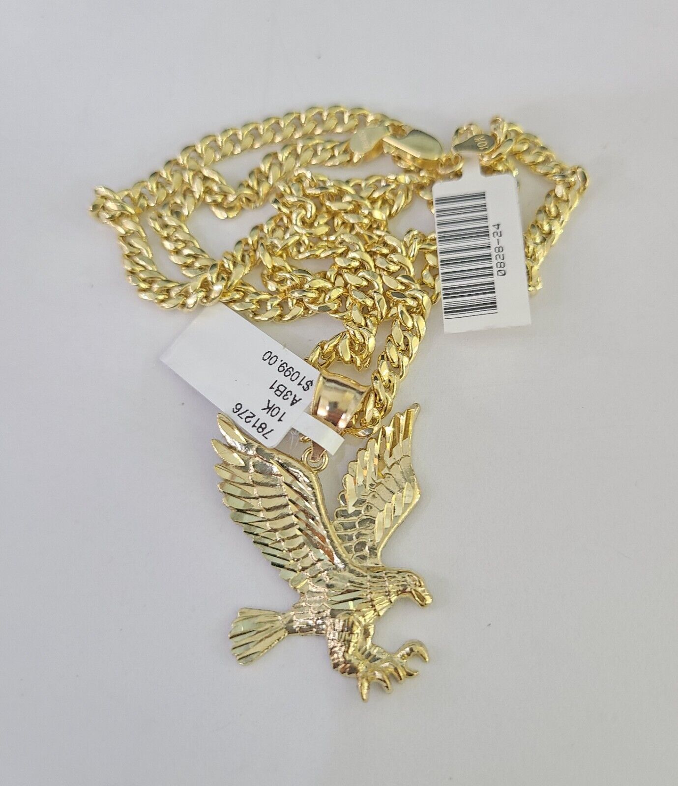 10k Gold Chain Eagle Pendant Set Miami Cuban link Necklace 5mm 20"-30" Charm