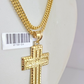 10k Gold Franco Chain Jesus Cross Charm Pendant 2.5mm 18-24 Inches Necklace