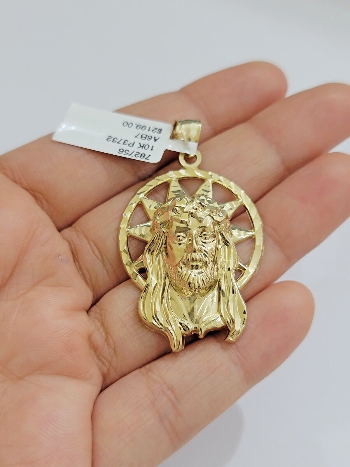 10kt Gold Rope Chain Jesus Head Charm Pendant Set 18-30'' Inch 5mm Necklace SALE