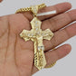 10k Yellow Gold Franco Chain Necklace Jesus Cross Charm Pendant 5mm 20-26 Inches