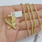 10k Yellow Gold Rope Chain Eagle Charm Pendant Set 18"-28 Inch 3mm Necklace REAL
