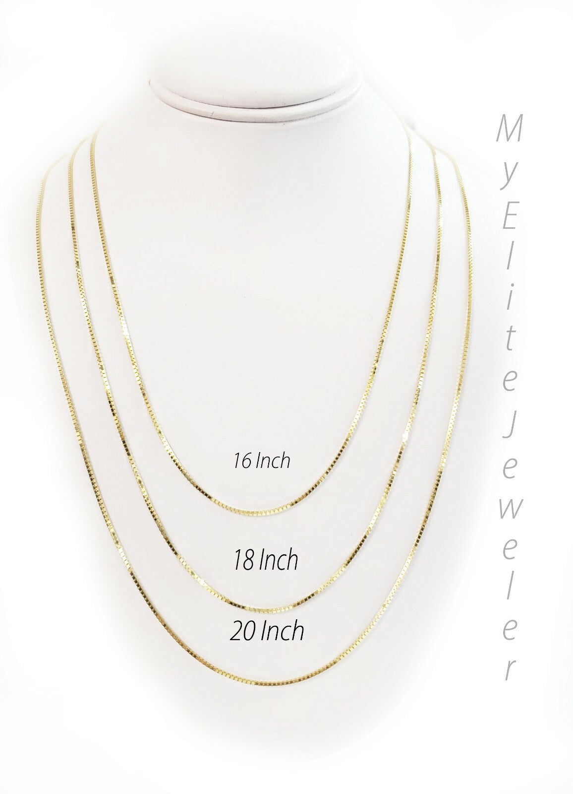 10k Solid Yellow Gold Box Link Necklace Pendant Chain Men Women 16" - 24" .8mm