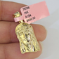 Real 14k Gold Chain Jesus Head Pendant Set 14kt Miami Cuban Link Chain 2mm Charm