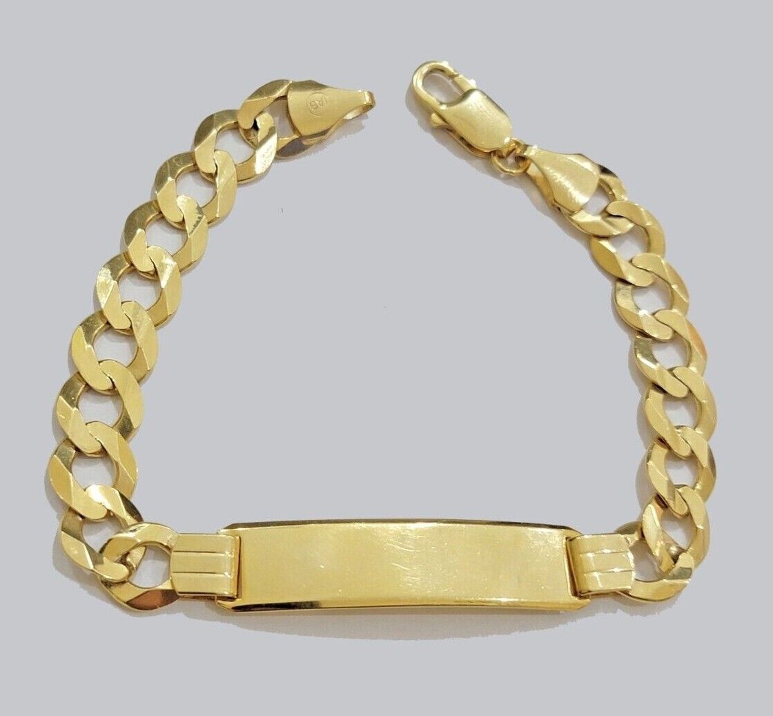 Real 10k Gold Cuban Curb Link ID Bracelet 5mm-10mm 8-8.5" Inches 10kt Name Plate