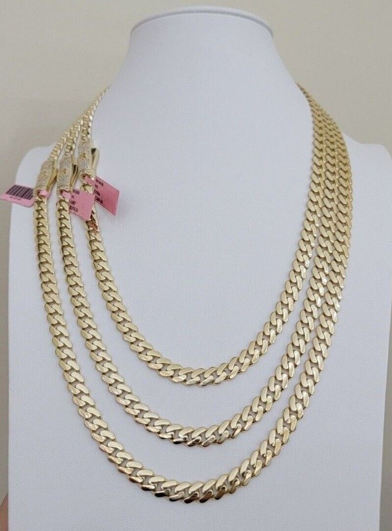 Real 14k Yellow Gold Monaco Chain Necklace 20" 22'' 24'' 26" Inch 7mm 14kt SALE