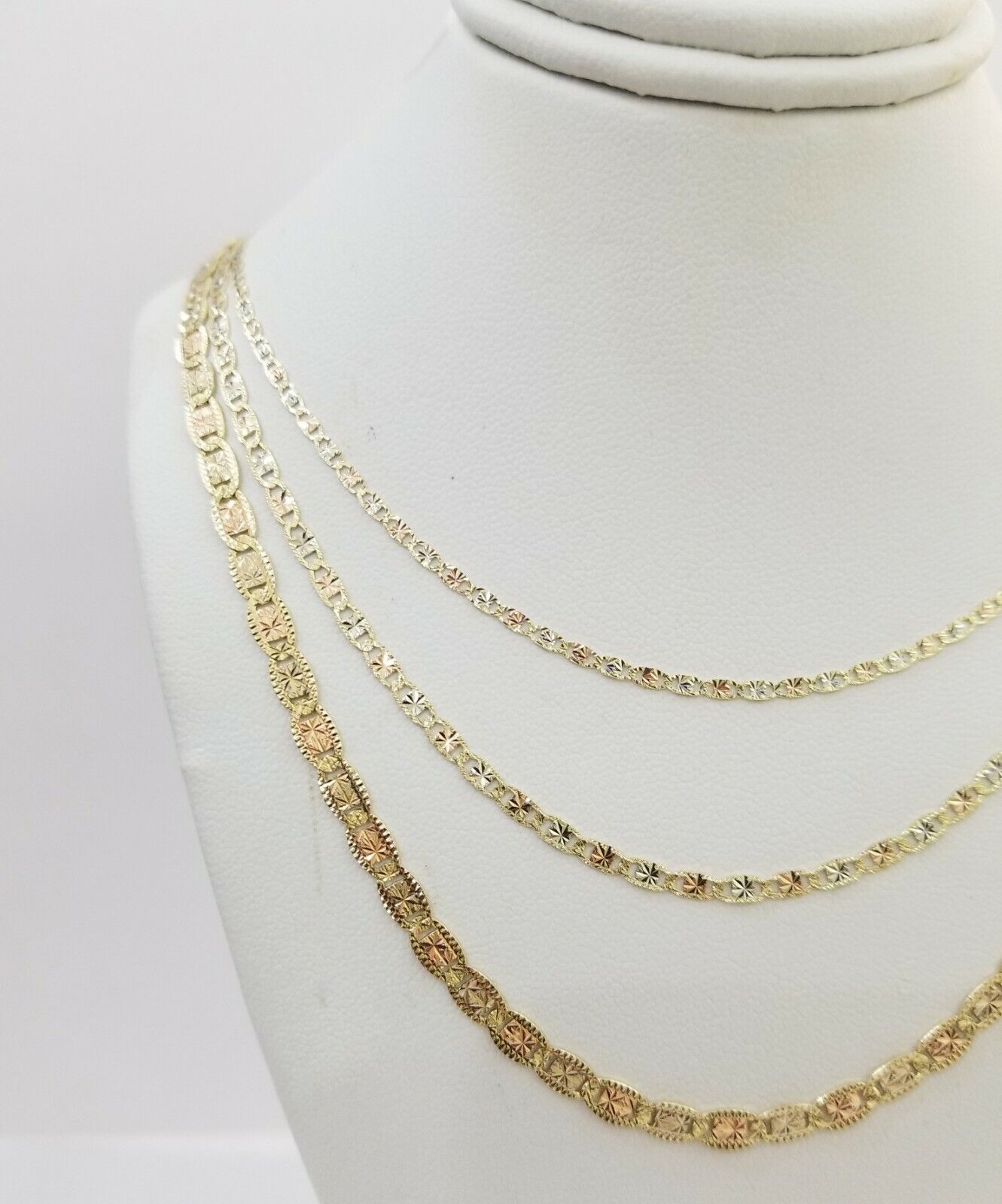 REAL 14k Trio Gold Necklace chain Ladies 3mm 3.5mm 5mm 18