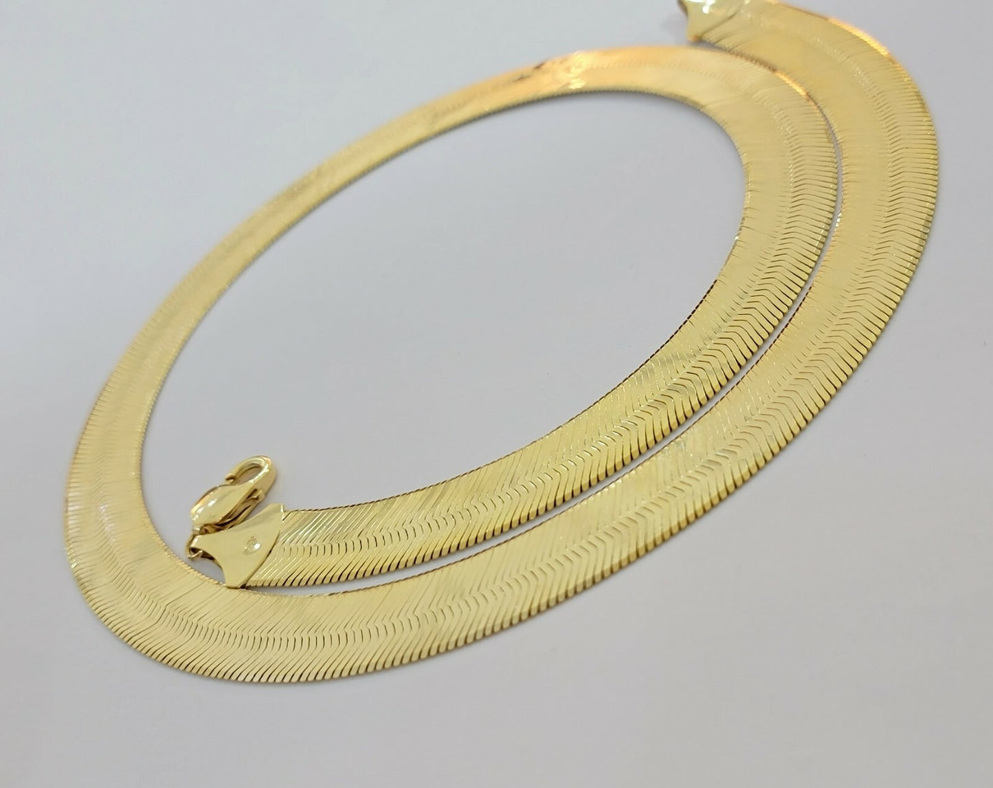 REAL 10k Gold Gold Herringbone Chain Necklace 15mm 22 Inch 10kt Solid Men Women