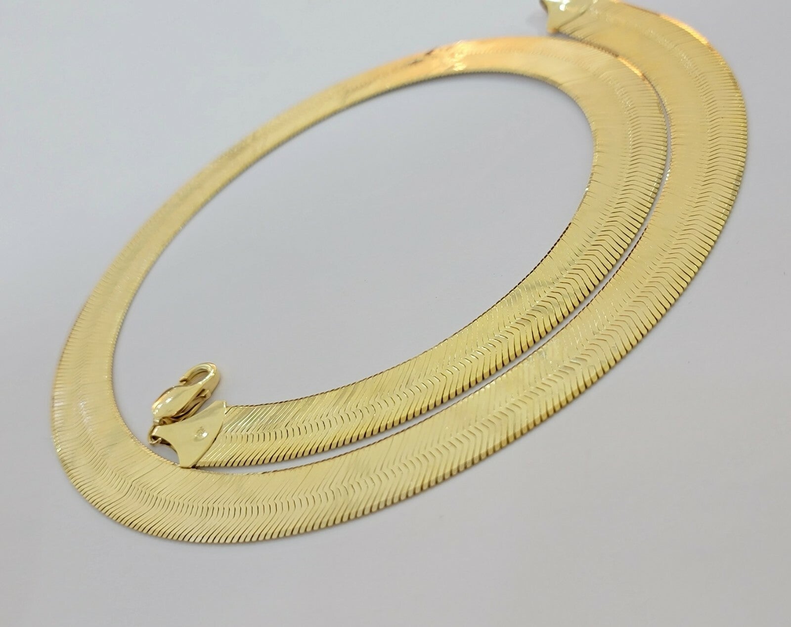 REAL 10k Gold Gold Herringbone Chain Necklace 15mm 22 Inch 10kt Solid Men Women